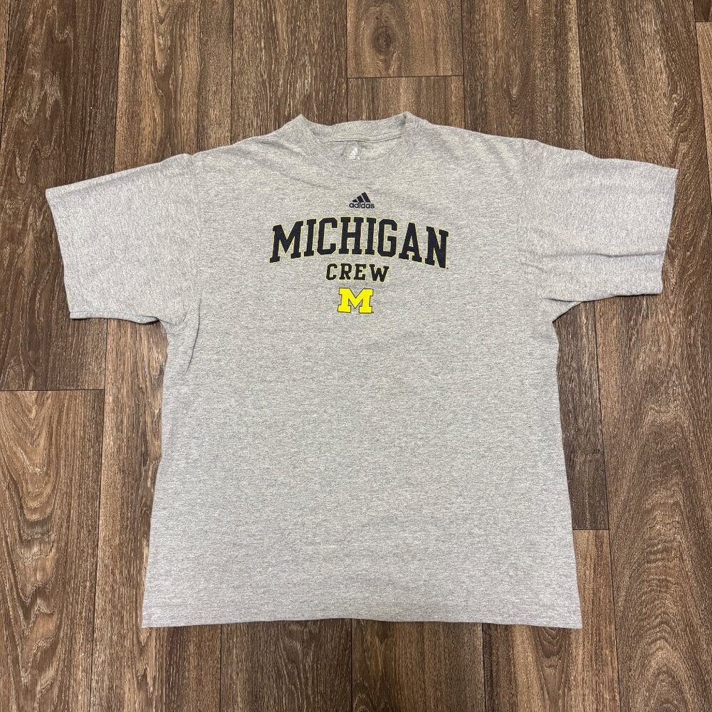 Vintage Michigan Wolverines Shirt Men's Medium Gray Football Crew Adidas Y2K 00s